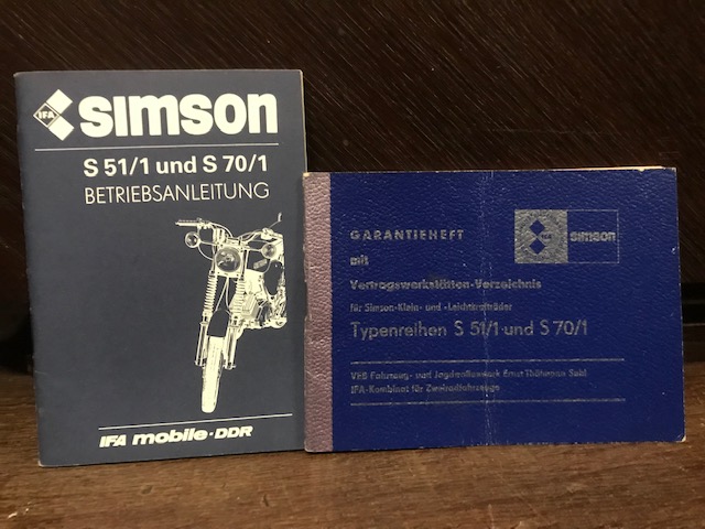 Simson S51/1 und S70/1 Betriebsanleitung